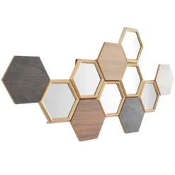 Wood Geometric Honeycomb Wall Decor With Mirrors Brown - CosmoLiving By Cosmopolitan -Safavieh Store GUEST d2b9146a 2ffa 4e75 8a0f ad672d1f3194