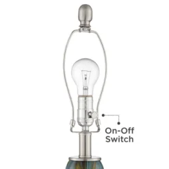 360 Lighting Azure Modern Table Lamps 29 1/2" Tall Set Of 2 Blue Brown Art Glass White Fabric Drum Shade For Bedroom Living Room Bedside Nightstand -Safavieh Store GUEST d369f549 b0b0 48f4 b354 b64b111347e2