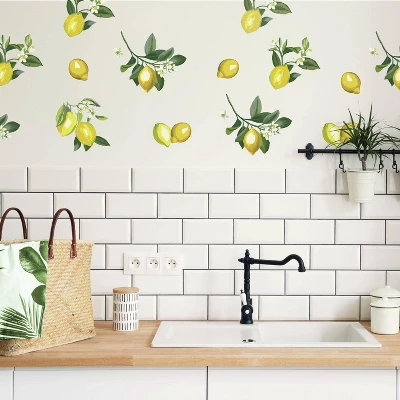 Lemon Peel And Stick Wall Decal Yellow/Green - RoomMates 3 Lemon Peel And Stick Wall Decal Yellow/Green - RoomMates