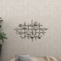 Glam Metal Abstract Wall Decor With Square Mirrored Accents Black - Olivia & May -Safavieh Store GUEST d5a829a7 39db 42b1 84d0 8efd1552d8cc