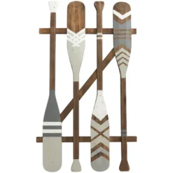 Coastal Wood Paddle Wall Decor With Arrow And Stripe Patterns - Olivia & May -Safavieh Store GUEST d5c5be99 0fd3 49b2 8a11 54a41214706b