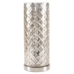 LED Uplight Table Lamp With Silver Mercury Finish, Embossed Trellis Pattern And Included LED Light Bulb For Home Uplighting By Hastings Home -Safavieh Store GUEST d5ea9a7b cb24 40ff b02e a37da8c58902