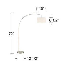 360 Lighting Cora Modern Arc Floor Lamp Standing 72" Tall Brushed Nickel Metal White Linen Drum Shade For Living Room Reading Bedroom Office House -Safavieh Store GUEST d63ad762 9180 4bf7 a5a3 3adcef5054a8