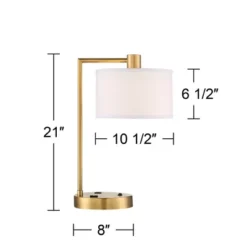 360 Lighting Colby Modern Desk Lamp 21" High Antique Gold With USB And AC Power Outlet In Base White Linen Drum Shade For Bedroom Living Room Desk -Safavieh Store GUEST d9e19dcf ce5f 4e15 9d9f 7f55cf6dbfbc