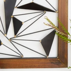 Metal Geometric Wall Decor With Wood Frame Set Of 2 Black - Olivia & May