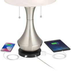 360 Lighting Simon Modern Accent Table Lamps Set Of 2 21" High Silver With USB Charging Port White Glass Dome Shade For Bedroom Living Room House Desk -Safavieh Store GUEST dac030ed f49c 42b9 88a4 85f39e4f5671