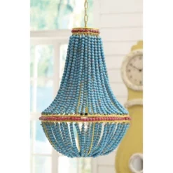 Wood Beaded Chandelier Blue -Storied Home -Safavieh Store GUEST daca5657 0fe8 44cf 8d0d 11ffcff8d94b