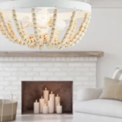 15" Delilah Boho Semi-Flush Mount Pendant White - River Of Goods -Safavieh Store GUEST db798edc 2a24 4c75 82df 92dd18de3543