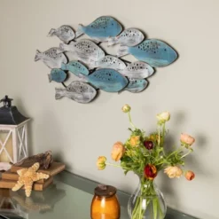 35.75" X 14.75" School Of Fish Metal Wall Art Sculpture Blue/Green/Silver - Danya B. 10 35.75" X 14.75" School Of Fish Metal Wall Art Sculpture Blue/Green/Silver - Danya B. -Safavieh Store GUEST ddc2e66f a218 44cf a3a5 61d2c8b67c81