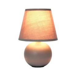 8.66" Petite Ceramic Orb Base Bedside Table Desk Lamp With Matching Tapered Drum Fabric Shade Gray - Creekwood Home -Safavieh Store GUEST ddcfae5f 0bcf 4f39 a04f ee5631056000