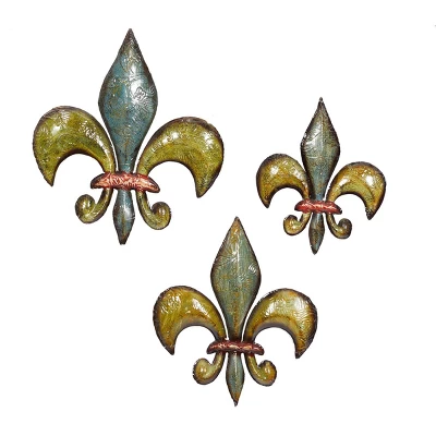 Set Of 3 Metal Fleur De Lis Relief Wall Decors - Olivia & May 6 Set Of 3 Metal Fleur De Lis Relief Wall Decors - Olivia & May - Image 4