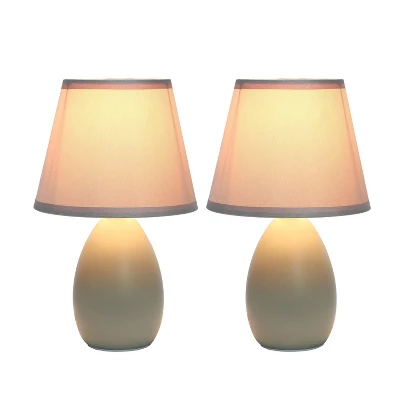 9.45" 2pk Petite Ceramic Oblong Bedside Table Desk Lamps With Matching Tapered Drum Shade Gray - Creekwood Home 3 9.45" 2pk Petite Ceramic Oblong Bedside Table Desk Lamps With Matching Tapered Drum Shade Gray - Creekwood Home