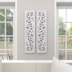Set Of 2 Wood Floral Intricately Carved Scroll Wall Decors White - Olivia & May -Safavieh Store GUEST e2de5f1b e71b 40ee b3bd bcef0546ee7c
