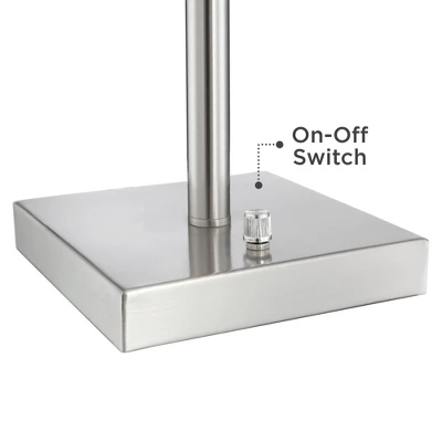 360 Lighting Andre Modern Table Lamps Set Of 2 With Square Risers 28 1/4" Tall Silver Metal USB And AC Power Outlet In Base White Drum Shade For Desk 5 360 Lighting Andre Modern Table Lamps Set Of 2 With Square Risers 28 1/4" Tall Silver Metal USB And AC Power Outlet In Base White Drum Shade For Desk - Image 3