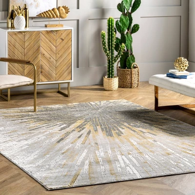6'7"x9' Amaya Abstract Area Rug Gold - NuLOOM 3 6'7"x9' Amaya Abstract Area Rug Gold - NuLOOM