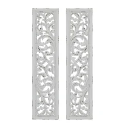 Set Of 2 Wood Floral Intricately Carved Scroll Wall Decors White - Olivia & May -Safavieh Store GUEST e66490d5 9867 42a3 9469 088dbec327aa