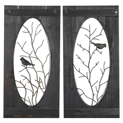 Set Of 2 Wood Bird Wall Decors With Tree Branches Brown - Olivia & May 4 Set Of 2 Wood Bird Wall Decors With Tree Branches Brown - Olivia & May - Image 2
