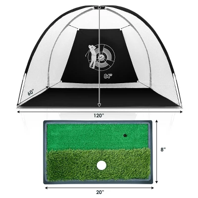Costway Portable 10' Golf Practice Set Golf Hitting Net Cage W Target Bag Ball Grass Mat 11 Costway Portable 10' Golf Practice Set Golf Hitting Net Cage W Target Bag Ball Grass Mat - Image 9