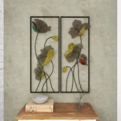 Metal Floral Wall Decor With Black Frame Set Of 2 Black - Olivia & May -Safavieh Store GUEST e8e806a1 9a3a 4dd2 b58b a06cc83bbb4c