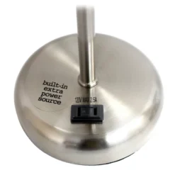 19.5" Bedside Power Outlet Base Metal Table Desk Lamp Brushed Steel With Fabric Shade Red - Creekwood Home -Safavieh Store GUEST e8f1469a 389e 4710 80a9 5cfd9151cc87