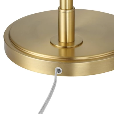 Possini Euro Design Modern Arc Floor Lamp Standing 62 1/2" Tall Warm Gold Offset Arm White Linen Drum Shade For Living Room Reading Family Bedroom 6 Possini Euro Design Modern Arc Floor Lamp Standing 62 1/2" Tall Warm Gold Offset Arm White Linen Drum Shade For Living Room Reading Family Bedroom - Image 4