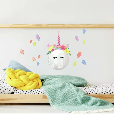 Floral Unicorn Mirror Wall Decal - RoomMates 3 Floral Unicorn Mirror Wall Decal - RoomMates