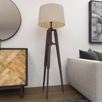 Industrial Wood Floor Lamp Black - Olivia & May 8 Industrial Wood Floor Lamp Black - Olivia & May - Image 6