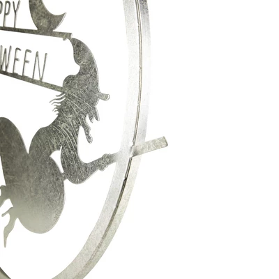 Northlight 17" Silver Flying Witch Happy Halloween Wall Sign 5 Northlight 17" Silver Flying Witch Happy Halloween Wall Sign - Image 3