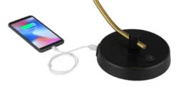 Possini Euro Design Modern Mid Century Desk Lamp 28 1/2" Tall Warm Gold Black With Dual USB Charging Ports For Bedroom Living Room Office Reading Home -Safavieh Store GUEST ee822b21 e909 4710 a79e 6b9be7bfdb3e