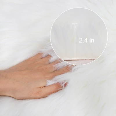 PiccoCasa Artificial Animal Wool Modern Floor Mats 1 Pc 4 PiccoCasa Artificial Animal Wool Modern Floor Mats 1 Pc - Image 2