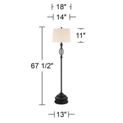 Franklin Iron Works Annie Rustic Floor Lamp With Black Riser 67 1/2" Tall Bronze Iron Scroll Cream Hardback Drum Shade For Living Room Bedroom Office -Safavieh Store GUEST f1297435 1c8f 4d3e 896f 3fc5d11d32db