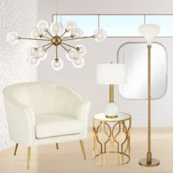 Possini Euro Design Spheres Antique Brass Chandelier 30" Wide Mid Century Modern Sputnik Glass Shade 15-Light Fixture For Dining Room Kitchen Island -Safavieh Store GUEST f131dd73 bac9 45c5 b238 e3ca68c2d923