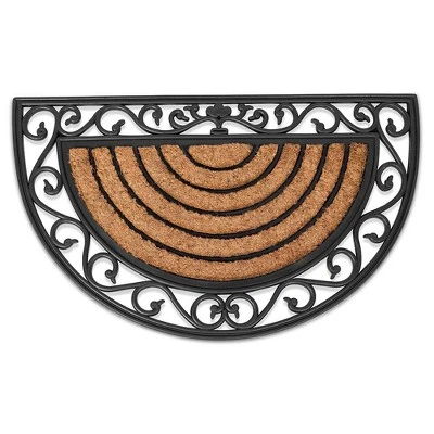 BIRDROCK HOME 18 X 30 Half Round Natural Coir And Rubber Doormat With Scroll Border 5 BIRDROCK HOME 18 X 30 Half Round Natural Coir And Rubber Doormat With Scroll Border - Image 3