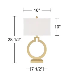 360 Lighting Modern Table Lamps 28 1/2" Tall Set Of 2 With USB Charging Port Brushed Gold Open Ring White Shade For Bedroom Living Room House Bedside -Safavieh Store GUEST f57d310e b52e 49a9 a0c6 4eb8b401ccdc