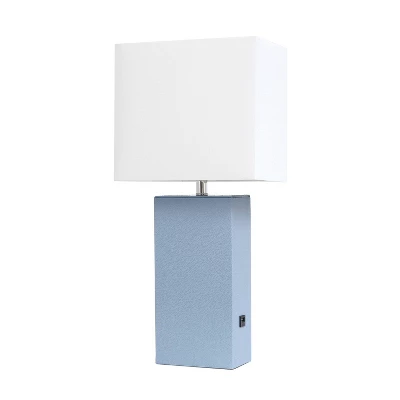 21" Lexington Leather Base Modern Home Decor Bedside Table Lamp With USB Charging Port And Fabric Shade - Lalia Home 21 21" Lexington Leather Base Modern Home Decor Bedside Table Lamp With USB Charging Port And Fabric Shade - Lalia Home - Image 19