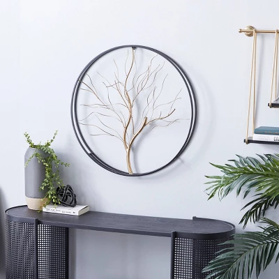 Metal Tree Branch Wall Decor With Black Frame Gold - Olivia & May 3 Metal Tree Branch Wall Decor With Black Frame Gold - Olivia & May