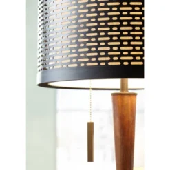 Franklin Iron Works Modern Mid Century Farmhouse Rustic Floor Lamp 64" Tall Bronze Cherry Wood Metal Cream Double Drum Shade For Living Room Reading -Safavieh Store GUEST f90e3c1c 05dc 43c8 a67f eec560936175