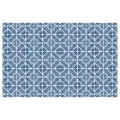 FlorArt French Quarter Low Profile Easy Clean Kitchen Mat Blue/White - Bungalow Flooring -Safavieh Store GUEST fa3085ac 7579 45e9 a465 a3bb6c0f6066