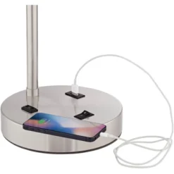 360 Lighting Colby Modern Desk Lamps 21" High Set Of 2 Brushed Nickel With USB And AC Power Outlet In Base White Linen Drum Shade For Bedroom Office -Safavieh Store GUEST fad606be 1699 4c79 95f7 0fb64c518c55