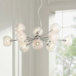 Possini Euro Design Wired Chrome Chandelier Lighting 32" Wide Modern Sputnik Art Glass 12-Light Fixture For Dining Room House Foyer Kitchen Island -Safavieh Store GUEST fb1b05bc 403f 42be b459 41c11b7c7be7