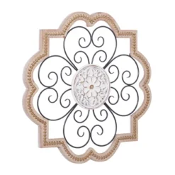 Wood Scroll Carved Beading Wall Decor With Metal Accents Brown - Olivia & May -Safavieh Store GUEST fb77275e 8967 4a31 b6dd 63d96301207e