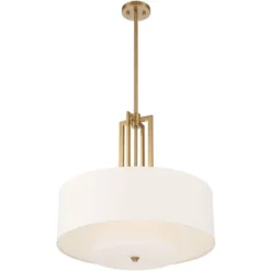 Possini Euro Design Sundry Warm Brass Pendant Chandelier 24" Wide Modern Double Drum Shades 4-Light Fixture For Dining Room House Foyer Kitchen Island -Safavieh Store GUEST fb9356c2 83f6 4e70 a526 b05f018a6ec7