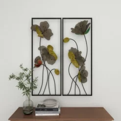 Metal Floral Wall Decor With Black Frame Set Of 2 Black - Olivia & May -Safavieh Store GUEST fe452915 45fa 4128 a7b7 7c826ab32065