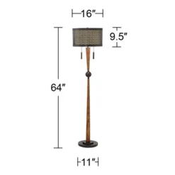 Franklin Iron Works Modern Mid Century Farmhouse Rustic Floor Lamp 64" Tall Bronze Cherry Wood Metal Cream Double Drum Shade For Living Room Reading -Safavieh Store GUEST fefb1d8f d917 40ce b288 a528ff2beb21