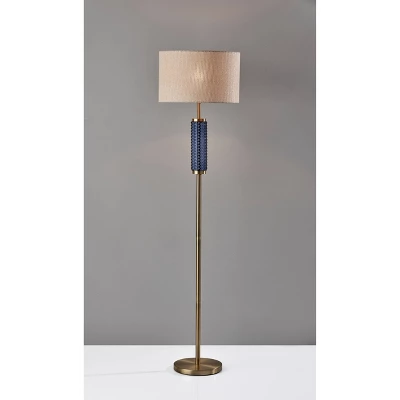 Glass Delilah Floor Lamp Antique Brass/Blue - Adesso 3 Glass Delilah Floor Lamp Antique Brass/Blue - Adesso
